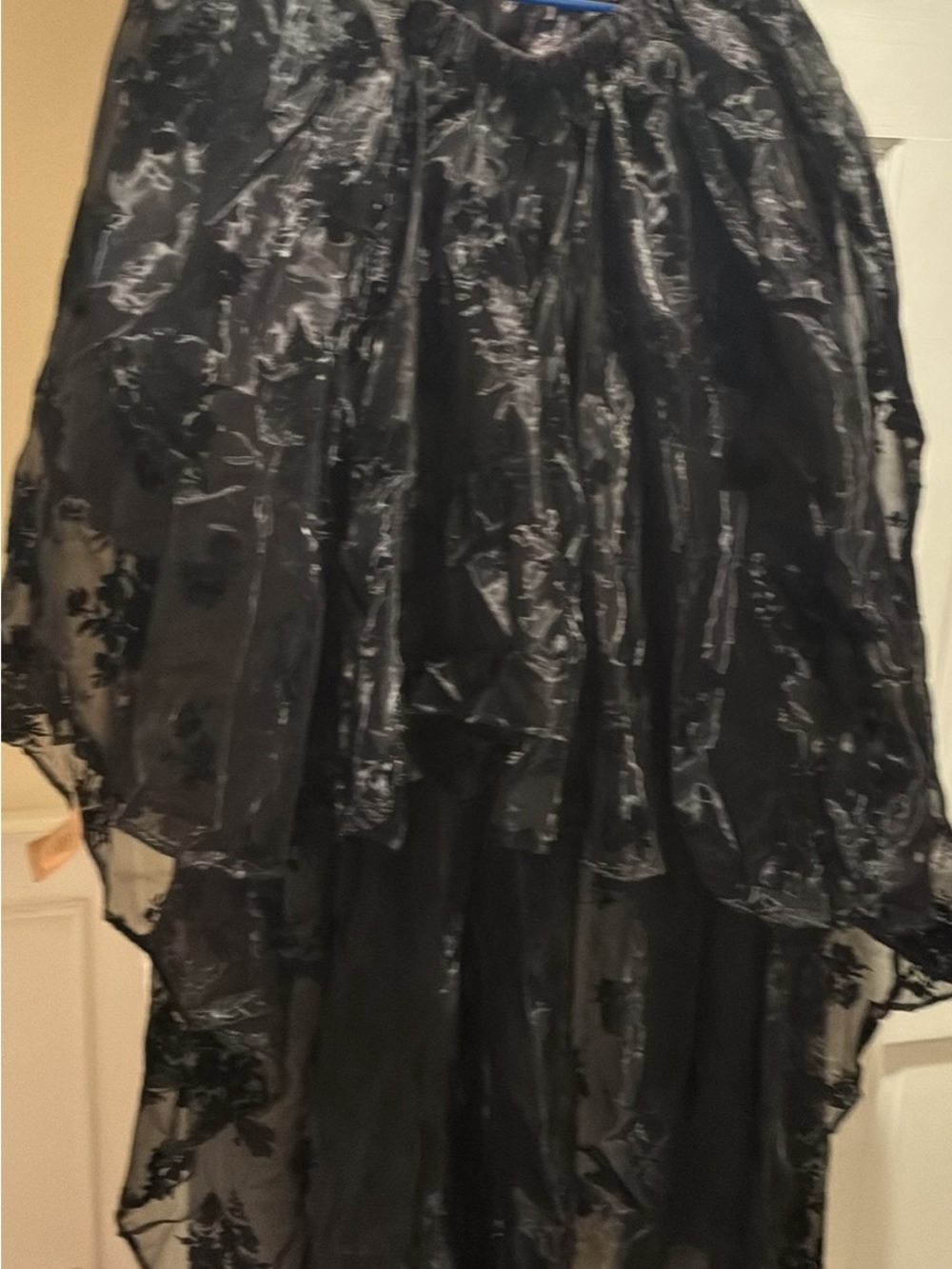 Elegant Black High-Low Layered Sheer Skirt